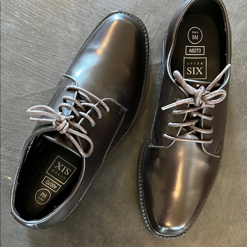After Six Brown Oxfords Polished Leather Dress Shoes